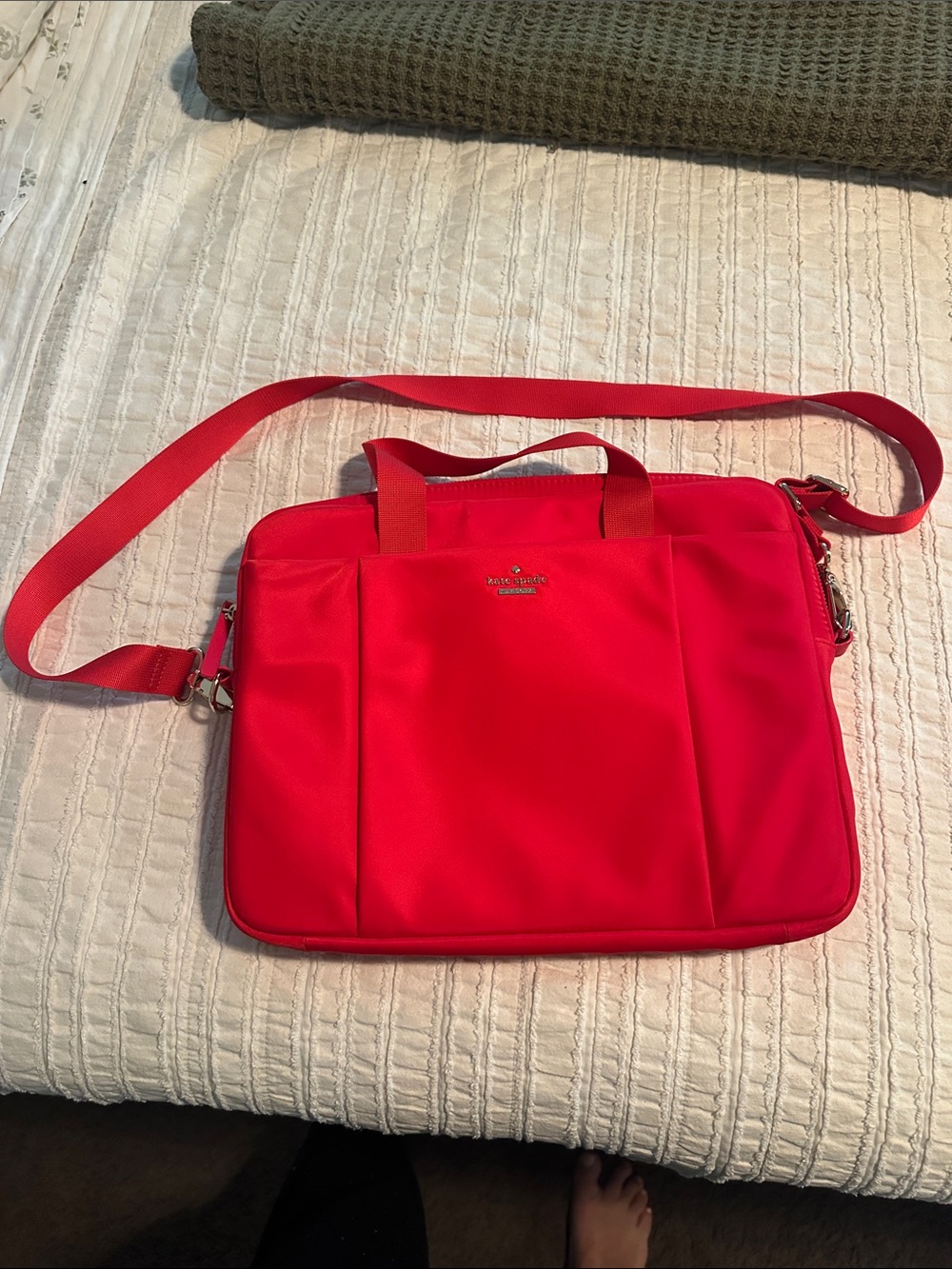 kate spade Bright Red Nylon Laptop Messenger with Strap
